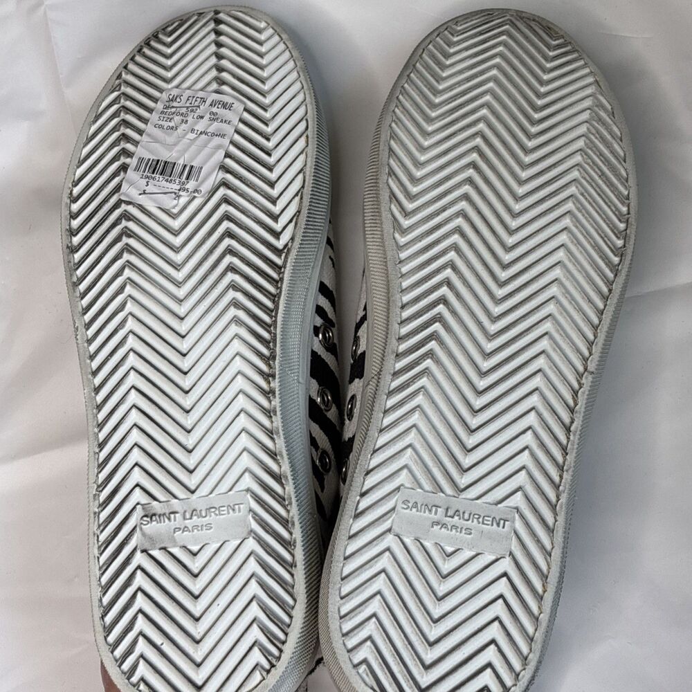Saint Laurent Paris Zebra Print Low Top Sneakers Canvas Shoes New Box Dust Bag - Picture 8 of 16